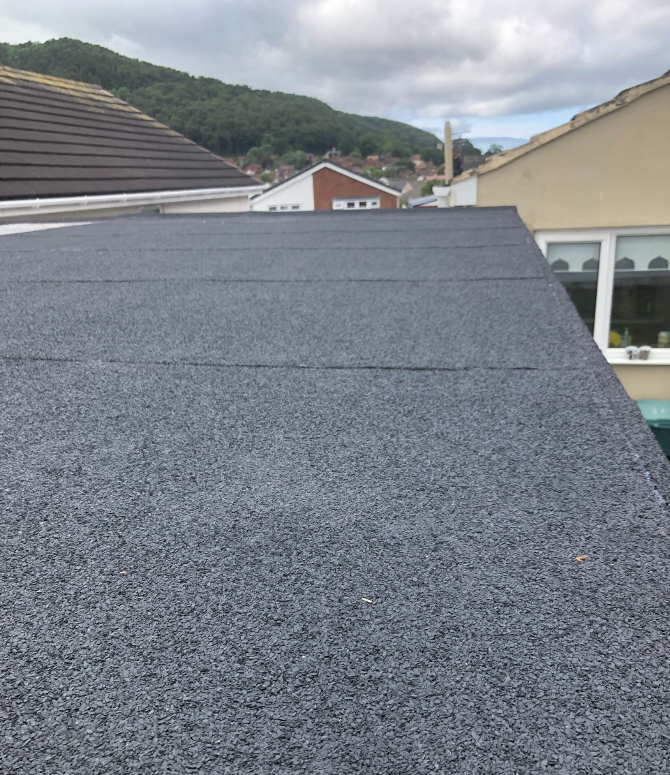 3-ply felt flat roof covering.